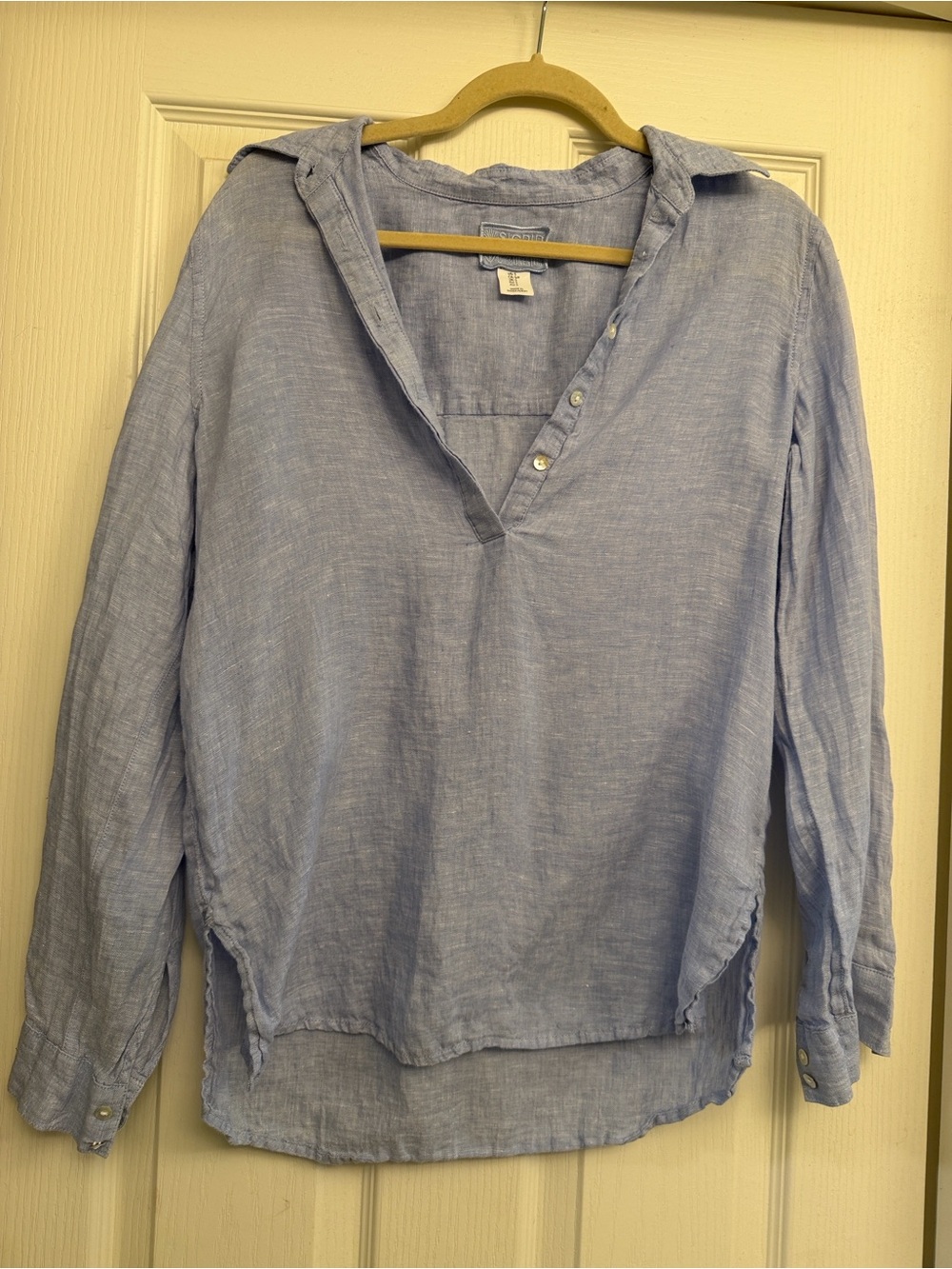 Sigrid Olsen 100% Linen Light Blue Shirt